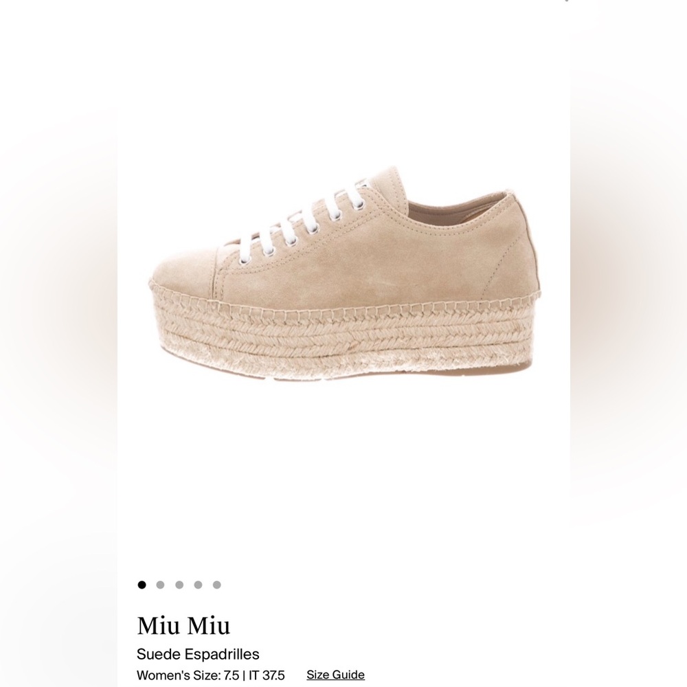 Miu Miu Tan Espadrille Platform Shoes- 37.5